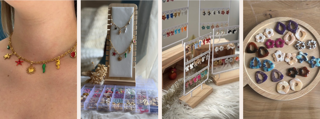 Bijoux faits main et personnalisables : boucles d'oreilles, colliers, bracelets, portes clés
