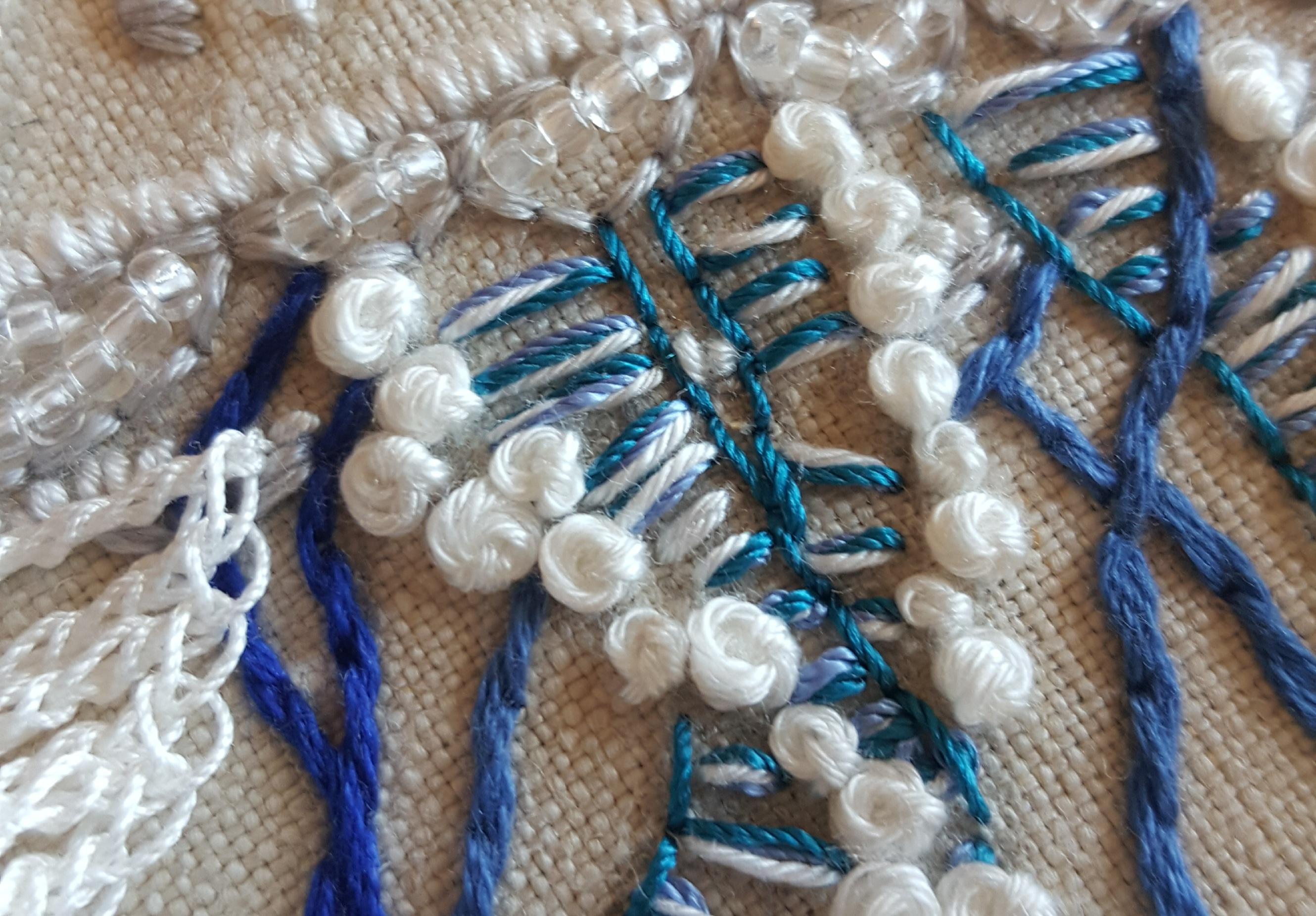Détail création inspiration Bord de mer - Broderie et micro crochet - Atelier Au petit Brin de maille