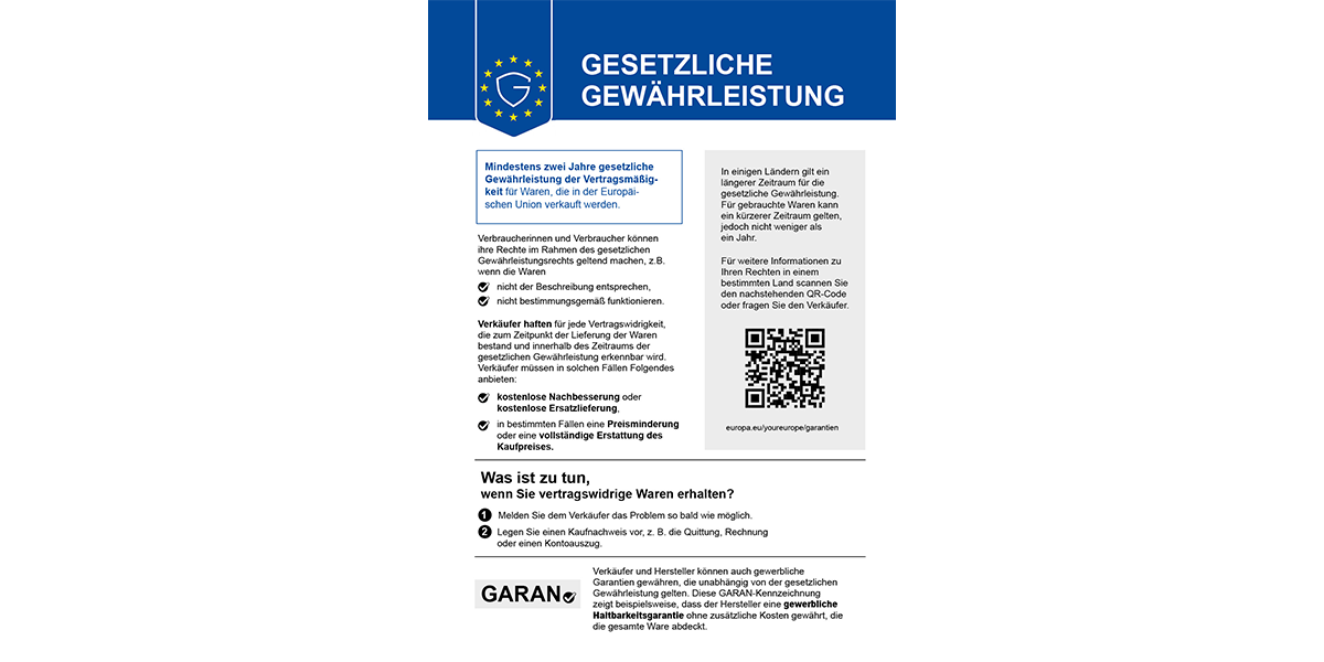 EU-Gewährleistung – Ihre gesetzlichen Rechte auf einen Blick
