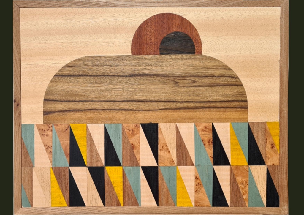 Marquetry artworks inspired by nineteenth century industrial Britain 