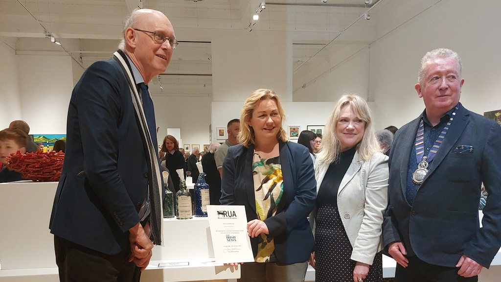 Richard Wakely (Independent  Adjudicator), Denise McAuley (Artist), Helen McGurk & Dan Dowling (President, RUA)