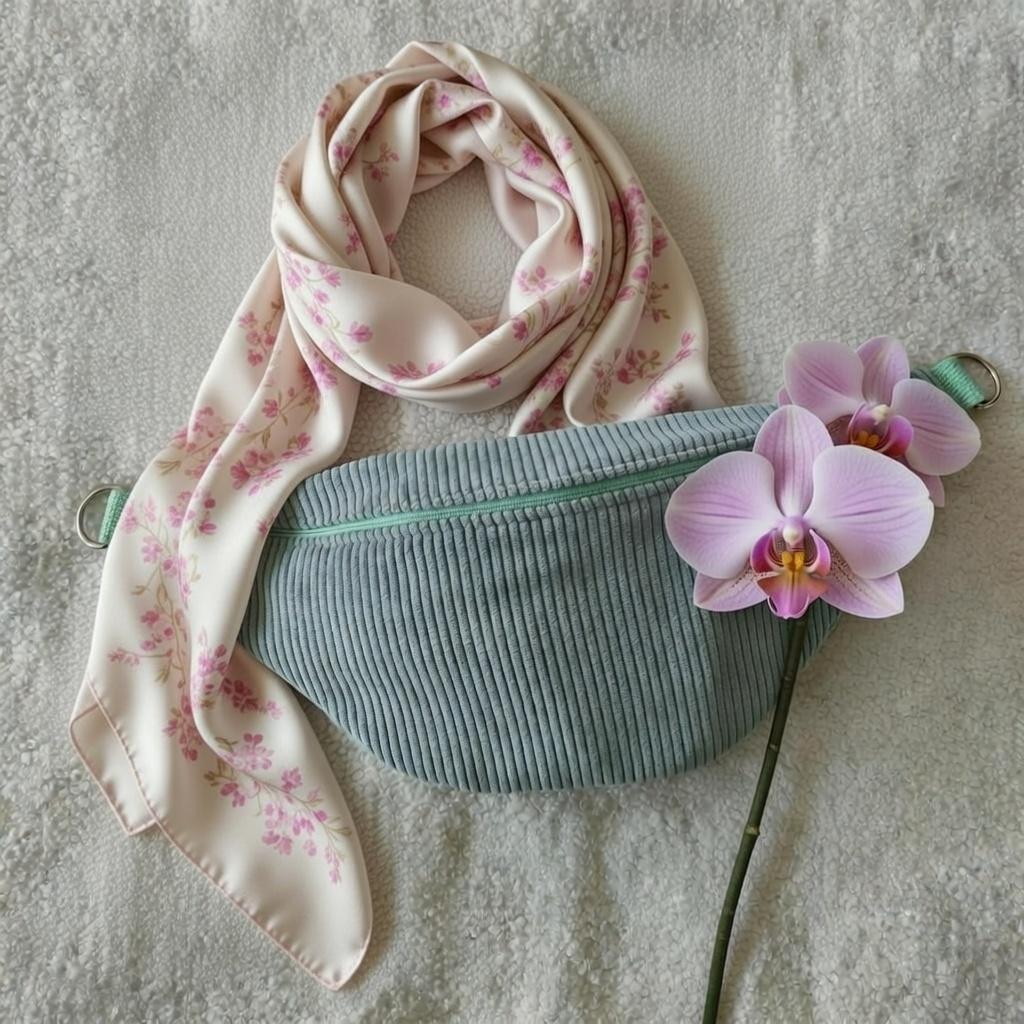 Sac Banane velours ciel