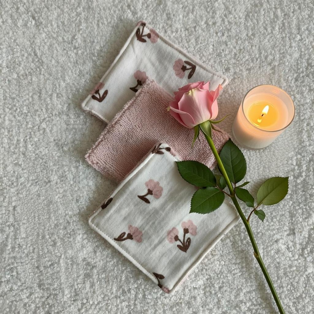 Lingettes démaquillantes
Lavables, doux pour appliquer de l'huile côté motif,  retirer le maquillage/ exfolier légèrement côté éponge.
