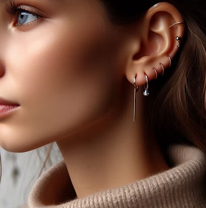 Stainless steel drop earrings, dangle styles and hoops in colourful and classic designs
