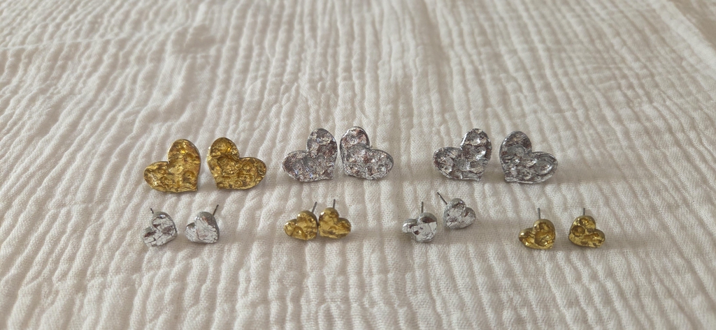 boucles d'oreilles cœur effet martelé Tichic créations