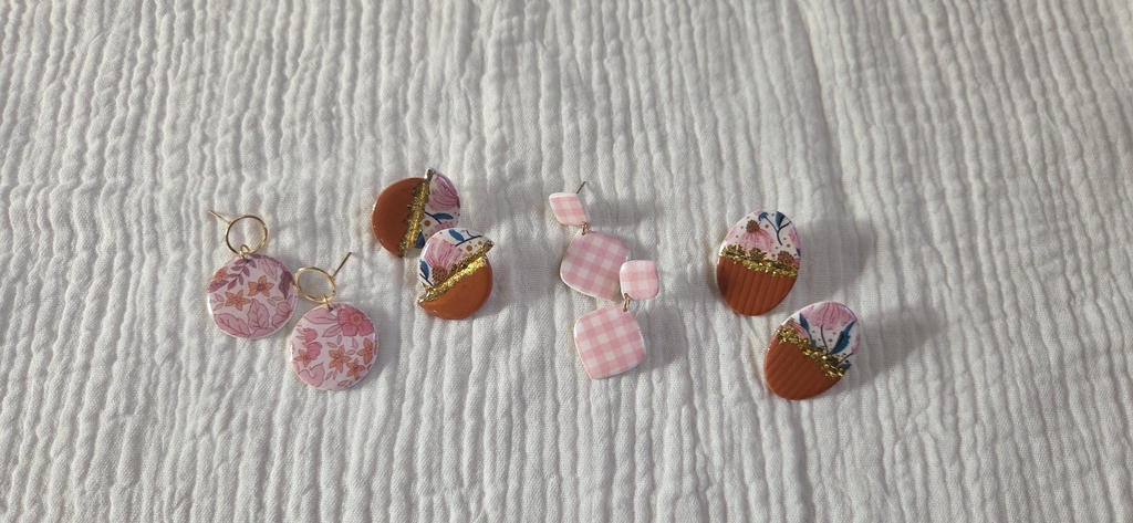 boucles d'oreilles printemps rosy bloom Tichic créations