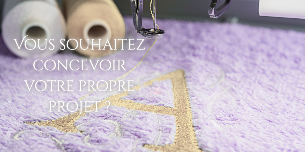 Broderie personnalisée sur serviette lavande – création sur mesure Atelier Luneris