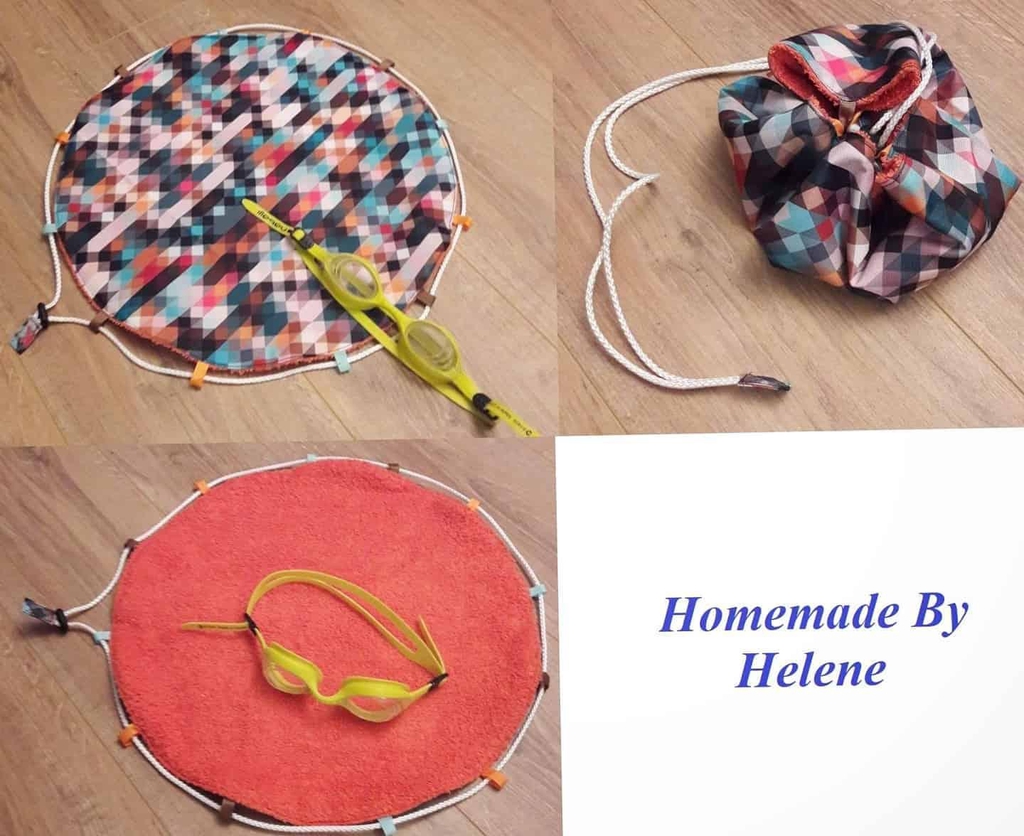 Tapis pieds secs enfants.
Avec un côté imperméable pour mettre au sol, et un verso en éponge pour avoir les pieds au sec.

Fini le casse tête des enfants, ils savent où poser leurs pieds pour se changer tranquillement sans les remouiller !

Modèle enfant 40cm, a porter en baluchon ou a glisser dans le sac.