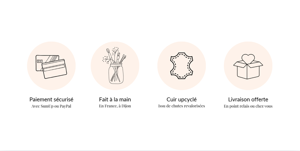 Paiement sécurisé avec sumup et paypal, Fait à la main à Dijon, Cuir upcyclé issu de chutes, livraison gratuite