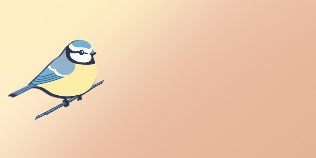 Bannière Le nid de la mésange, bijoux inspirés du vivant, à porter près du cœur. Une mésange bleue est dessinée sur un fond bleu