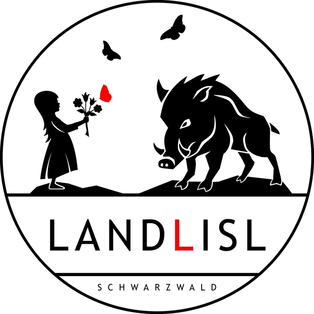Landlisl Mädchen mit Blumen und Wildschwein Verweis auf Region Schwarzwald