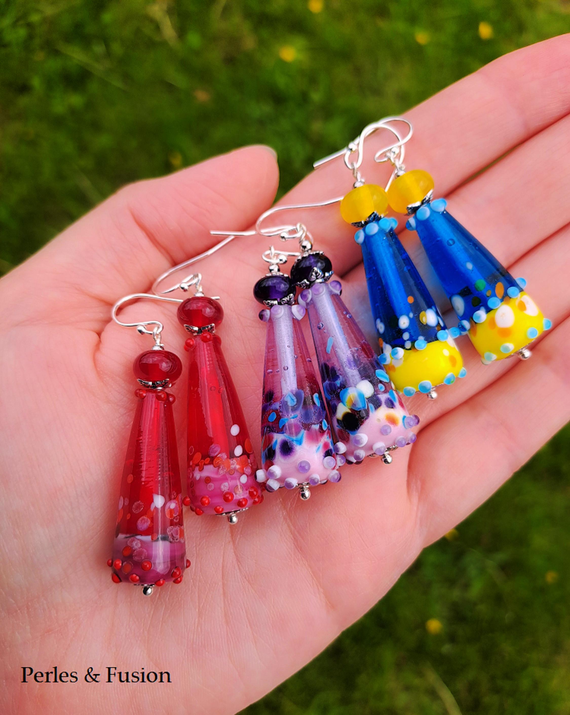 boucles d'oreilles en verre filé au chalumeau