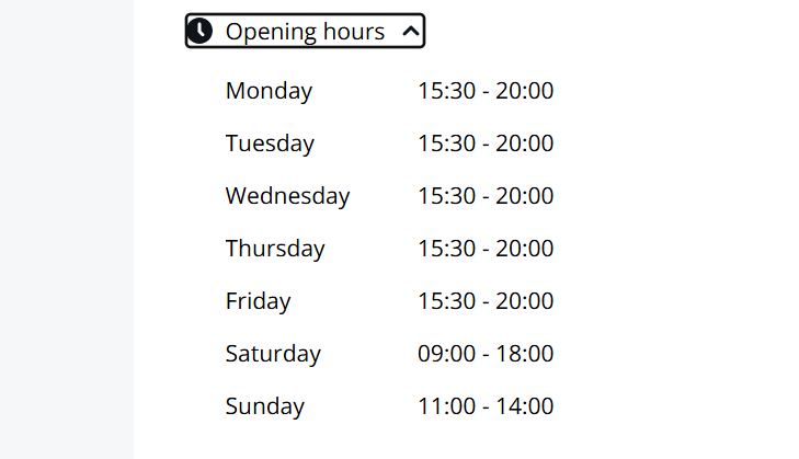 OPENING TIMES 