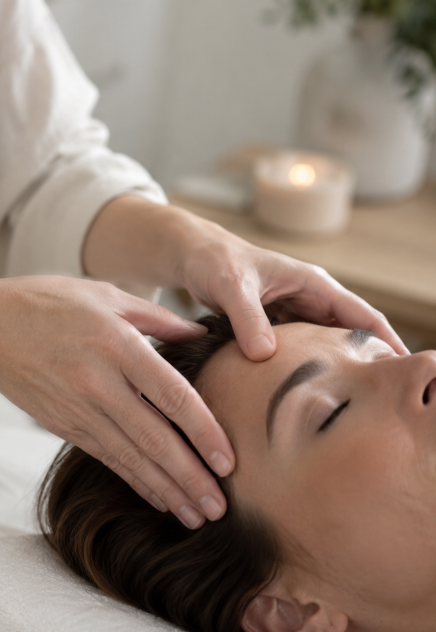 Massage du visage réalisé avec douceur dans l’univers Cap Relaxation à Montpellier