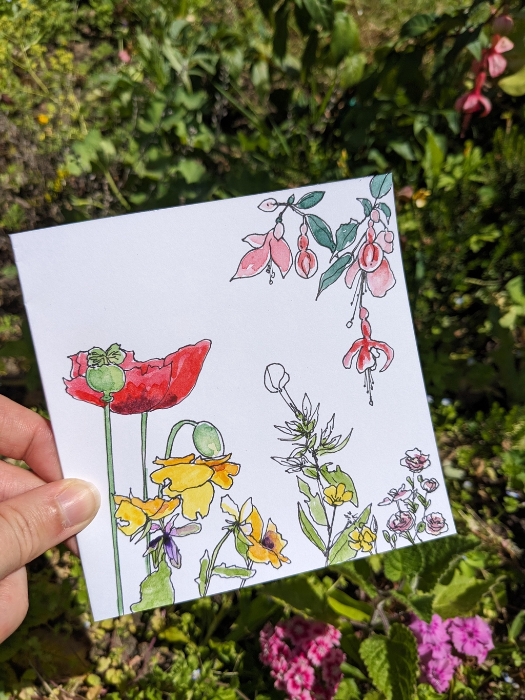 Hand drawn cards from Warwickshire Open Studios