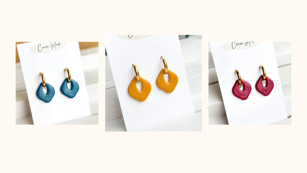 huggie hoops in mustard burgundy and teal