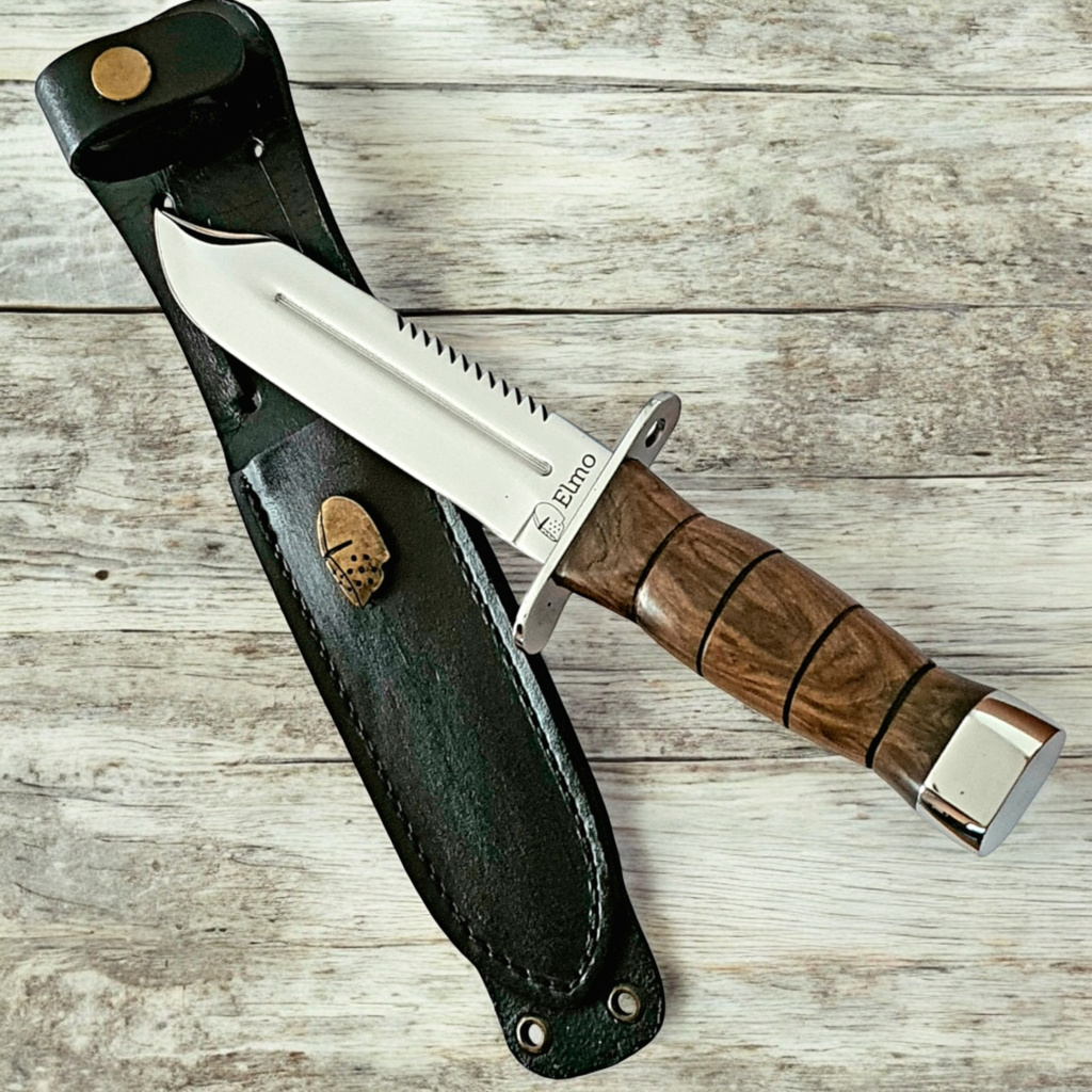 Faca Caçador Elmo Aço Inox com Cabo em Madeira Nobre Releitura Imbel