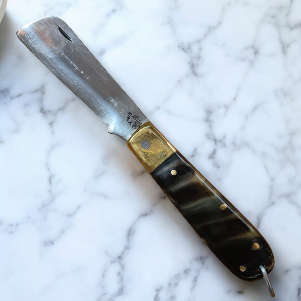 Canivete Pica Fumo Bruto 8cm Inox 420C 3mm Chifre Bovino Sheepsfoot Rodgers