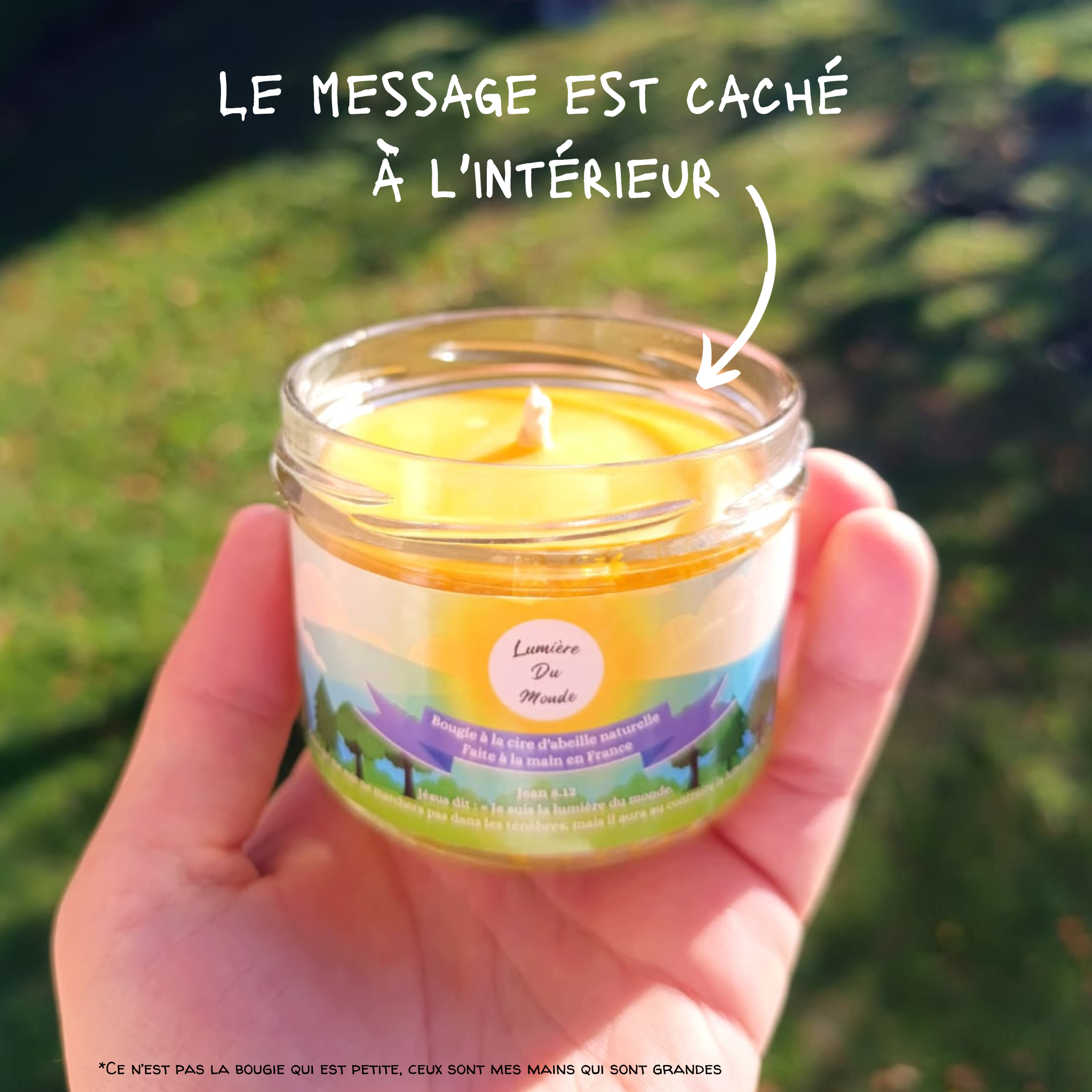 Bougie, Chrétien, Bougie Chrétienne, Jésus, Jésus est ta force, flamme, cire d'abeille, cire