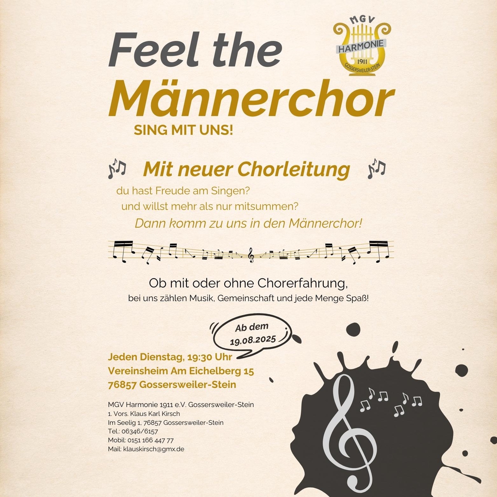 FEEL THE MÄNNERCHOR
Sing mit uns!