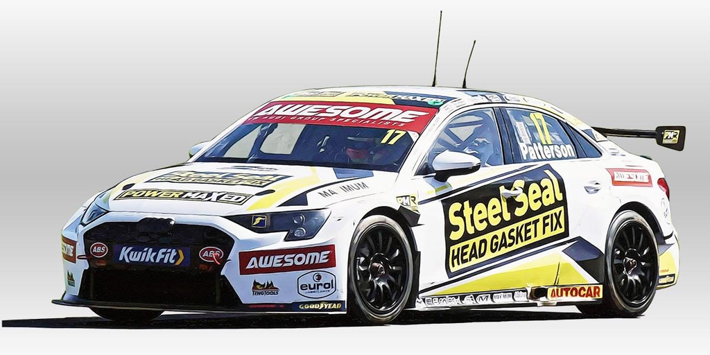 Bespoke British Touring Car Champonship motorsport art by Ian Cunningham.